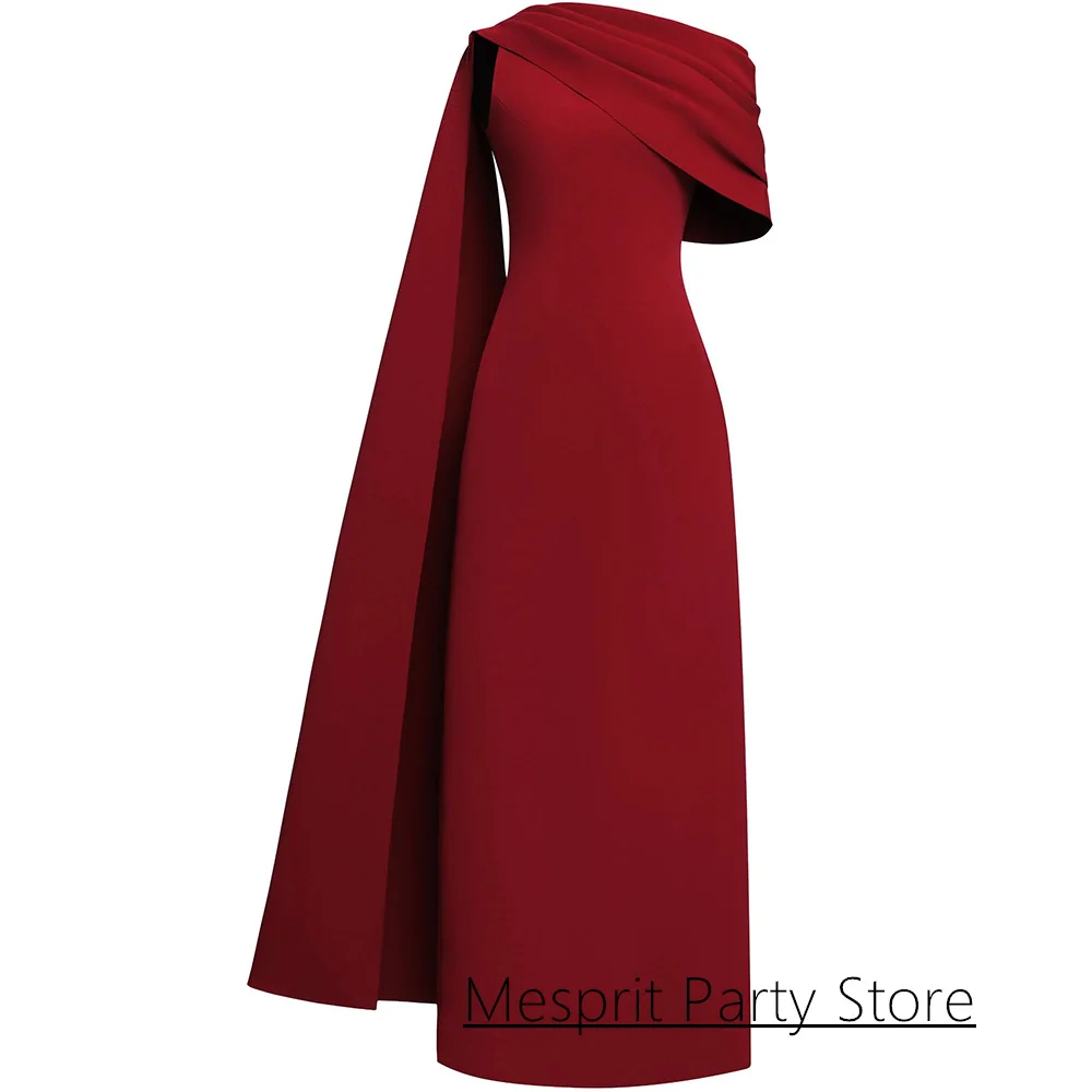 Simple Burgundy Evening Dress Customized One Shoulder Ankle Length A Line Arabian Formal Party Gown Saudi Prom Dresses image 4