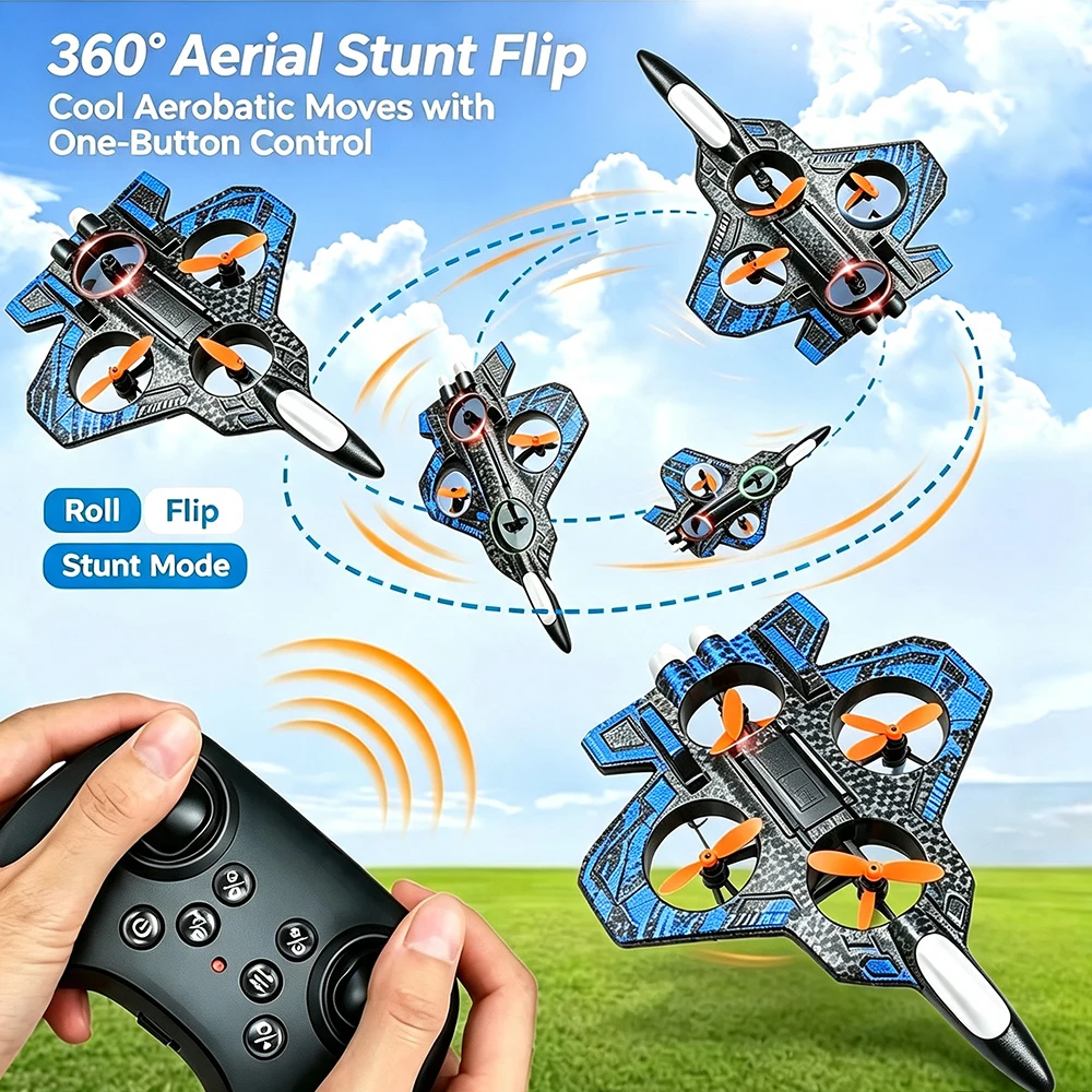 High - Performance foam aircraft stunt intelligent fixed height hover 360 ° turn UAV remote LED lights control fighter toy