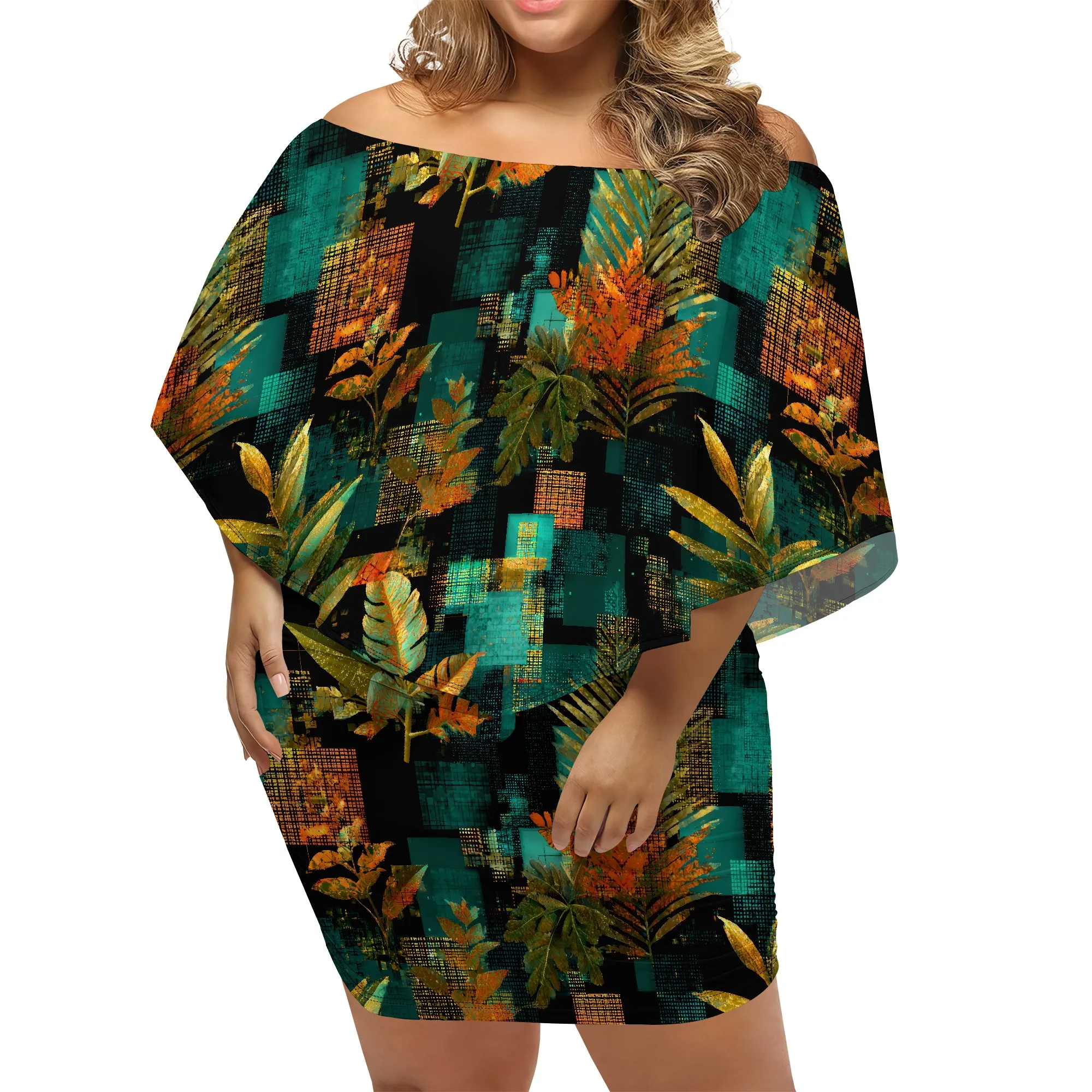 

Plus Size Off Shoulder Batwing Sleeve Mini Dress for Casual Summer Outings – XL-6XL Comfortable Fit
