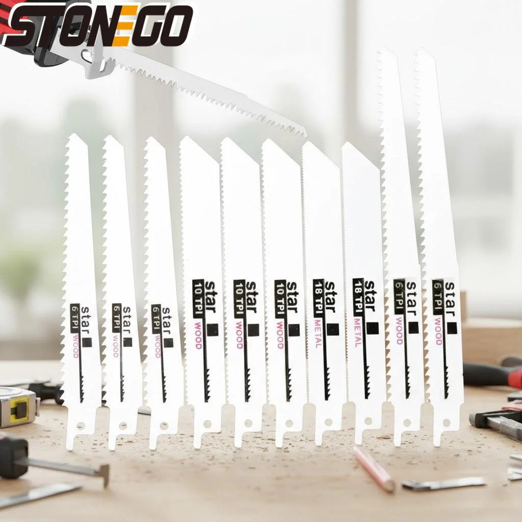 

10pcs Reciprocating Saw Blades Set High Carbon Steel Pruning Blades for Wood Plastic Pipe Metal Cutting Tools