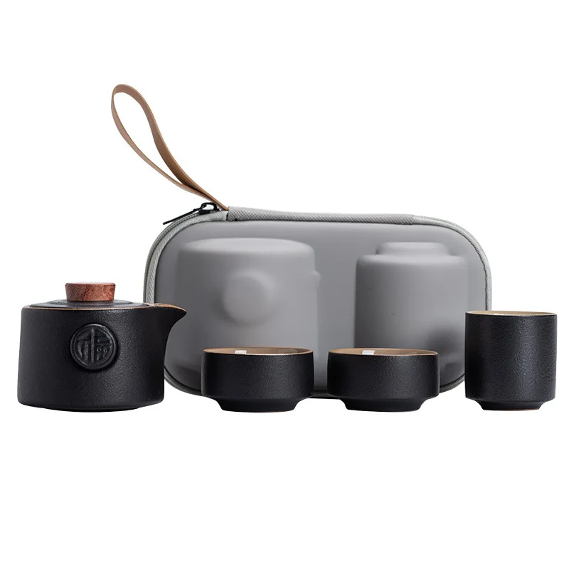Portable Teapot Teacup Set with Travel Kit Kung Fu Teaware Ceramic Outdoor Tea Pots Chinese Tea Pot and Cup Set Teaware
