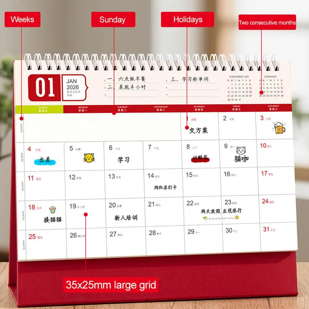 Thick Paper Desk Planner 2026 Desk Calendar Planner Retro Style Thick Paper Schedule Organizer Home Office School Time