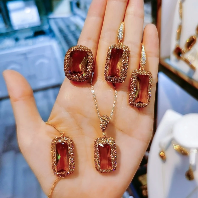 Diaspore Zultanite Earring Bangle Rings Jewelry Sets for Women Change Color in Cifferent Cight Zultanite Crystal Quartz Jewelry