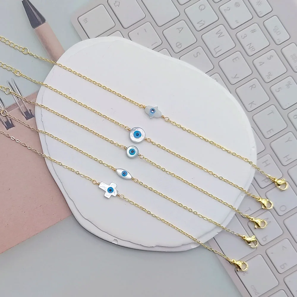 Böses-Auge-Schutzarmbänder für Frauen, Edelstahl-Armband, Großhandelsangebot, zierliche Kette, Pulseras, einfacher Schmuck, Geschenke für Sie – Detail 3