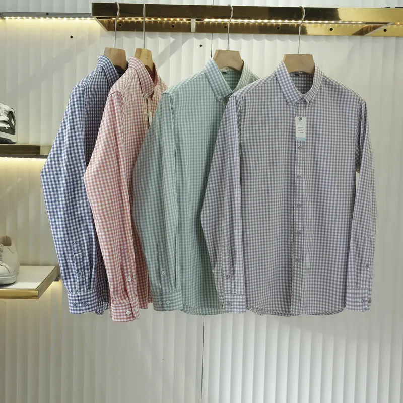 

Японская рубашка с длинными рукавами в клетку из лиоцелла/длинноволокнистого хлопка 80-х годов