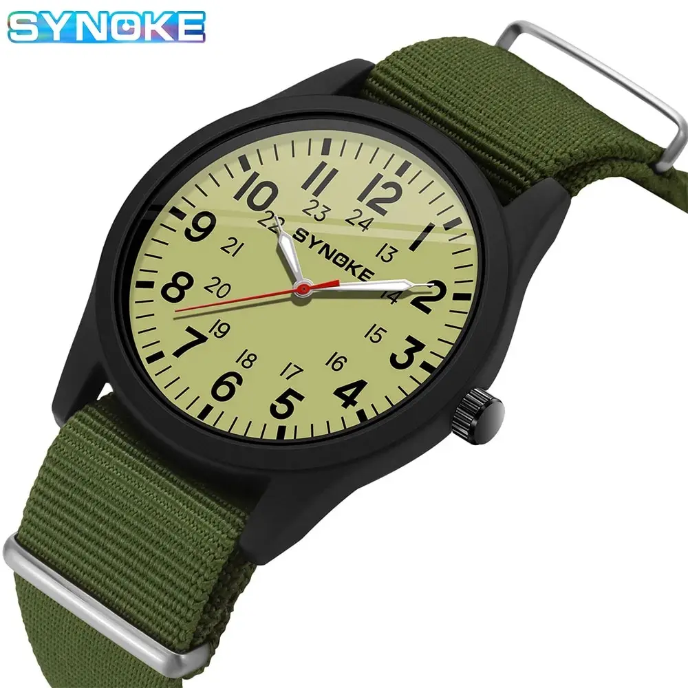 SYNOKE Men Quartz Watch Fashion Simple Business Nylon Quartz Watch For Men Watch Student Wristwatch Sports Non Mechanical