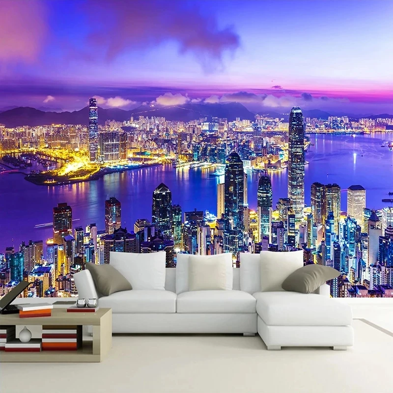 

Customized products City Night View 3D Photo Wallpaper Mural Modern Living Room Bedroom Background Wall Painting Art restaurant