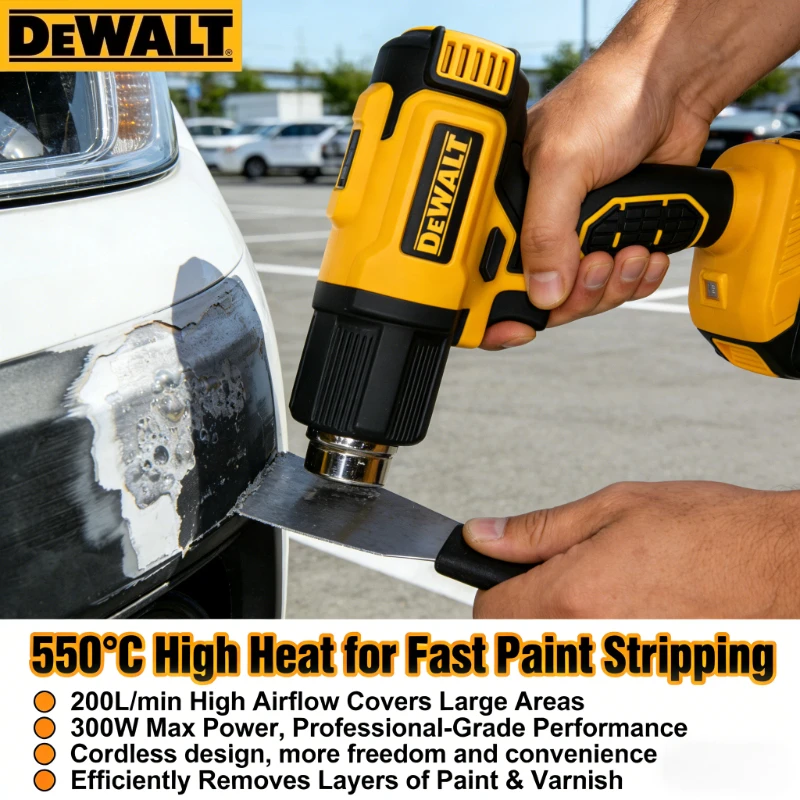 

Термофен Dewalt DCE530N 20V, беспроводной, высокомощный, для сварки и термоусадки, инструмент для работы с горячим воздухом, электроинструмент DCE530