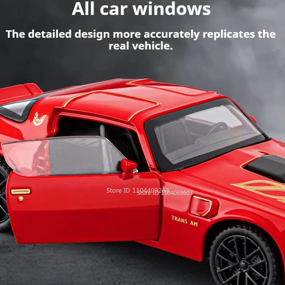 1:32 Firebird Viper Automodel Speelgoed Geluid Licht Trek Voertuigdeuren Geopend Legering Diecast Modellen Kinderen Collectible Ornamenten