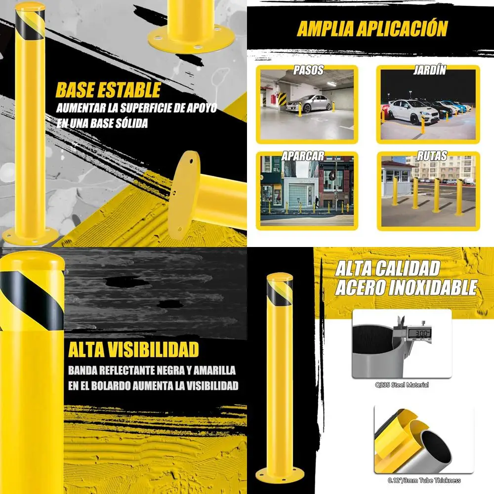 

Дорожный столбик из стали с порошковым покрытием, устойчивый к воздействию транспорта, желтый, 36 дюймов высотой x 3 дюйма в диаметре