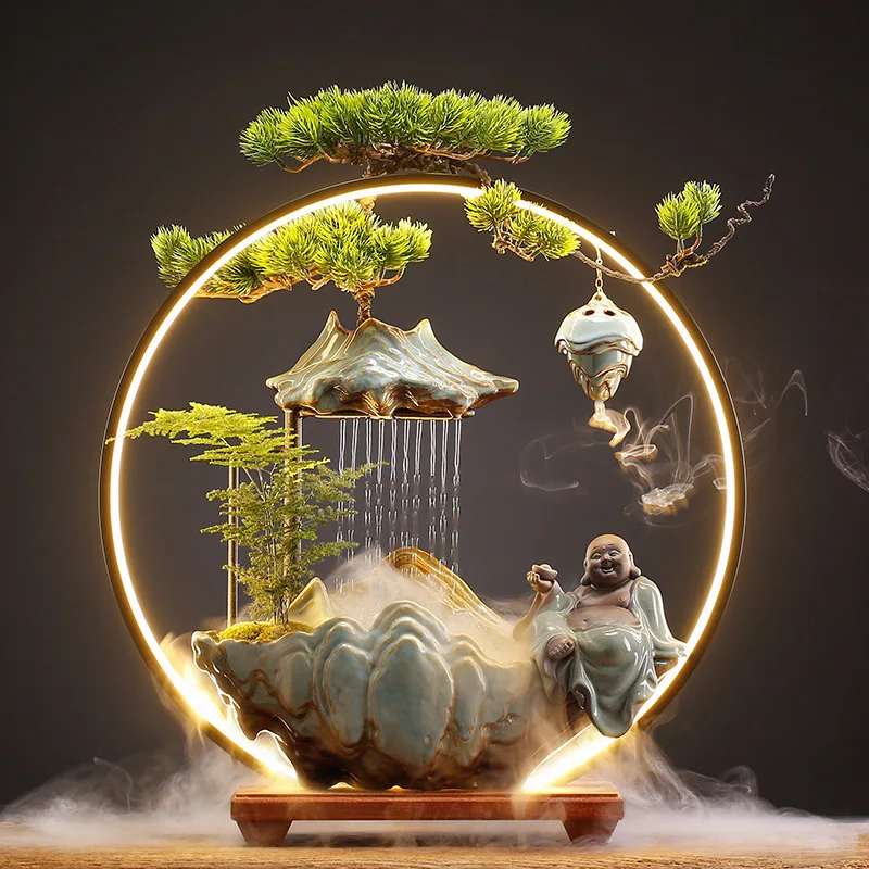 Tabletop Water Fountain Feng Shui Lucky Wealth Indoor Waterfall For Home Office Desktop Decor Housewarming Business Opening Gift