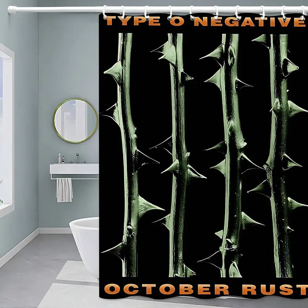 

Занавеска для душа Rock Band T-Type O N-Negative, 1 шт., водонепроницаемая, моющаяся, с 12 крючками, душ для ванной комнаты, домашнее использование