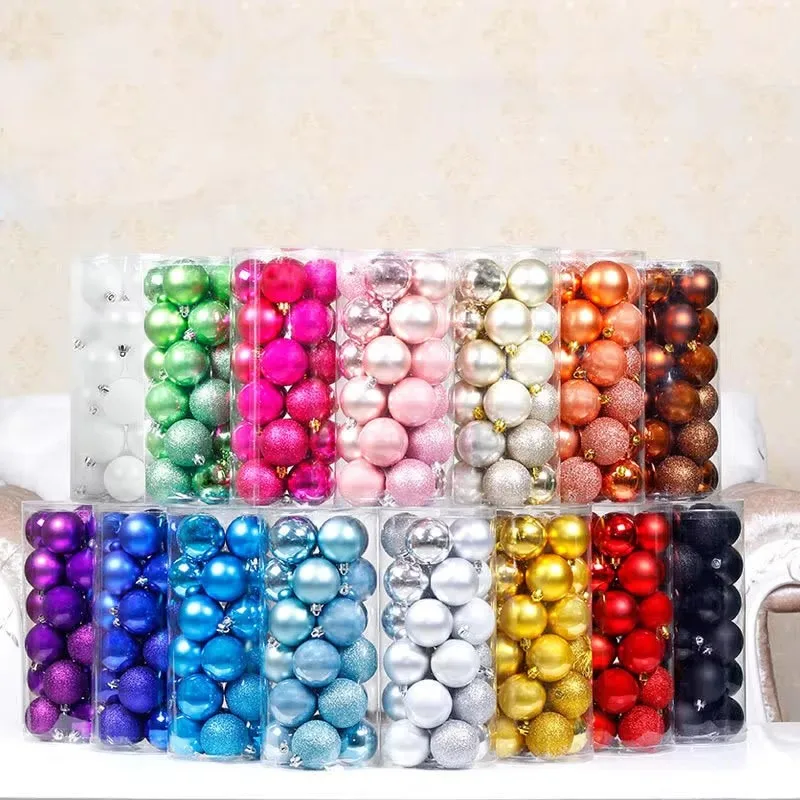 New 24pcs/Lot 8cm Color Decoration Ball Christmas Tree Hang Ornaments Shiny Bauble Ball For Home House Bar Party Decor