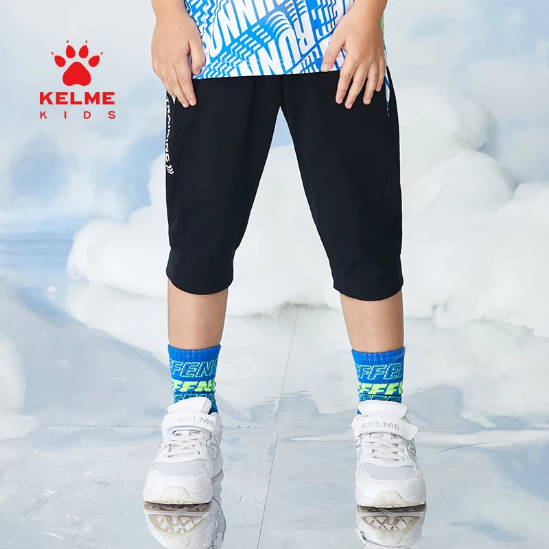 

KELME KIDS Children's Clothing Boys' Sports Cropped Pants 100% Cotton Middle-Aged Children's Summer Thin Casual Pants 5225ZK3027