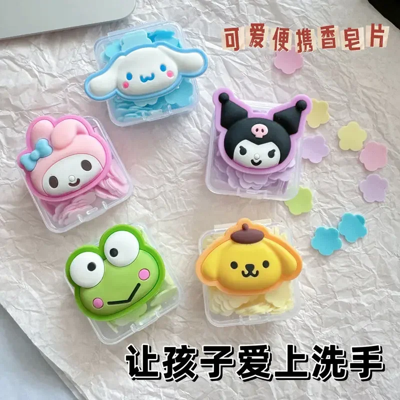 Kuromi Cinnamoroll My melody Pompom Purin Cartoon Cute Children's Disposable Hand Soap Tablets Soluble Soap Tablets Soap Paper