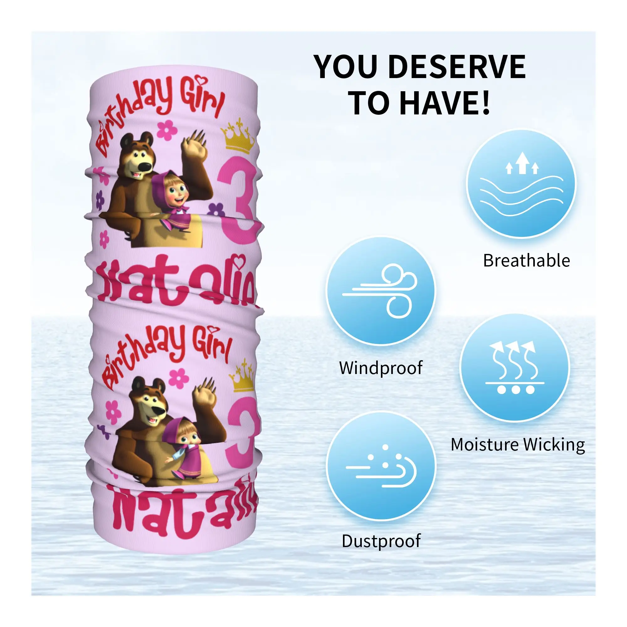 روسيا الكرتون M-Mashas و B-Bears أنيمي التلفزيون باندانا الرقبة الجراب للمشي التخييم النساء الرجال التفاف وشاح عقال أكثر دفئا