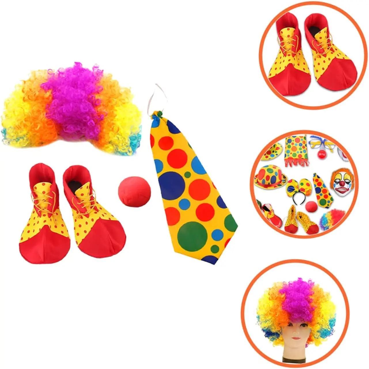 PESENAR 광대 소품 광대 의상 할로윈 마스크 의상 모자 액세서리 코스프레 광대 의상 광대 의상 세트 파티