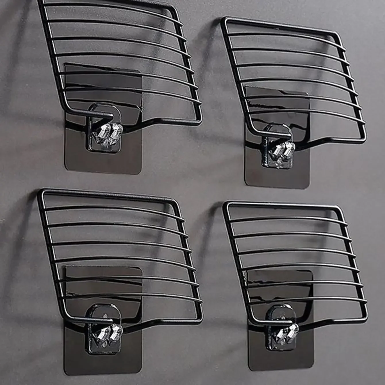 1pc-Stainless Steel Soap Rack Punch-free Nail-free Bathroom Single Layer Drain Wall Hanging Sucker Soap Box Light Luxury Shelf
