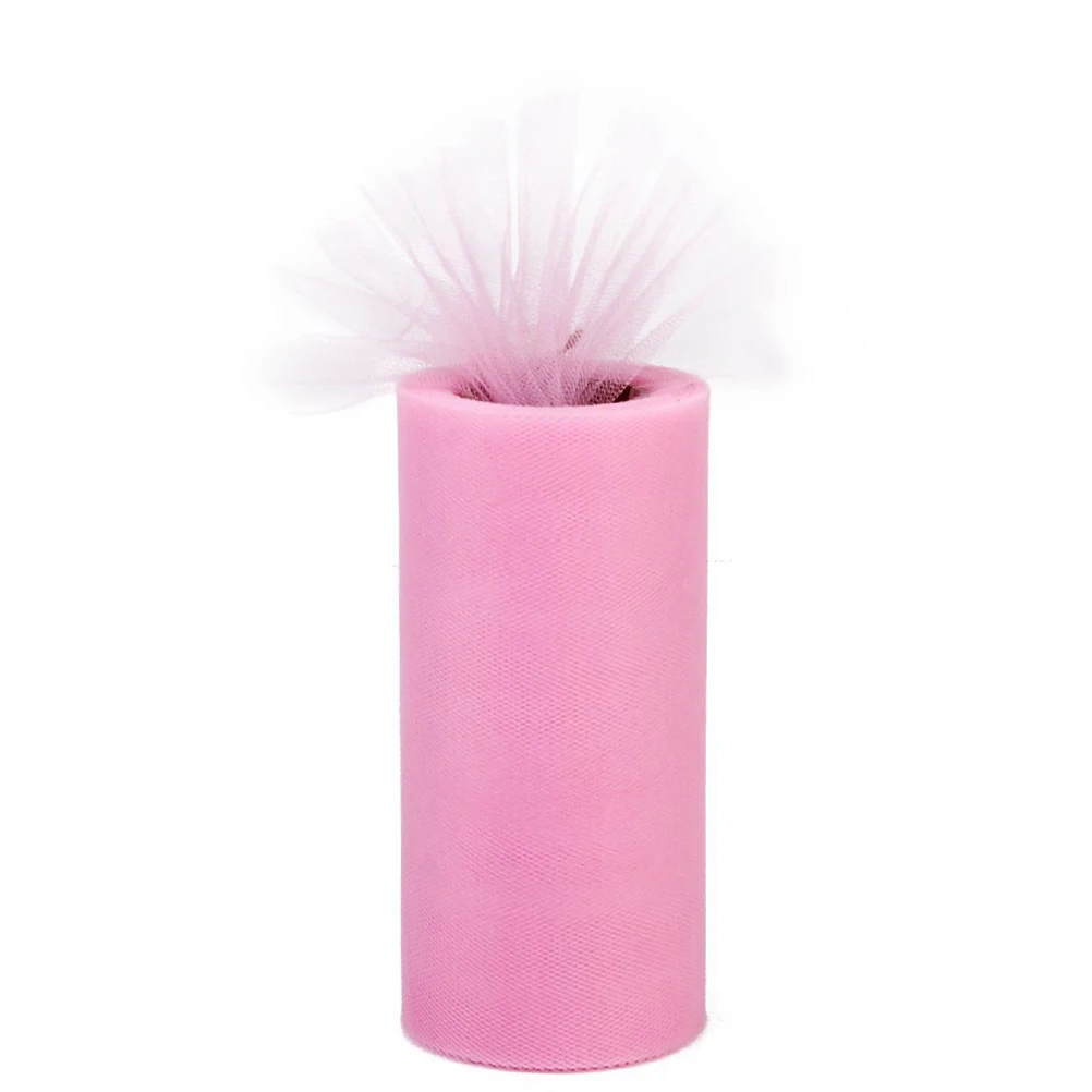 

1pcs 22M 15Cm Pink Tulle Roll Polyester Fabric For Diy Wedding Party Decoration Craft Supplies Thin Mesh Roll Tulle Craft