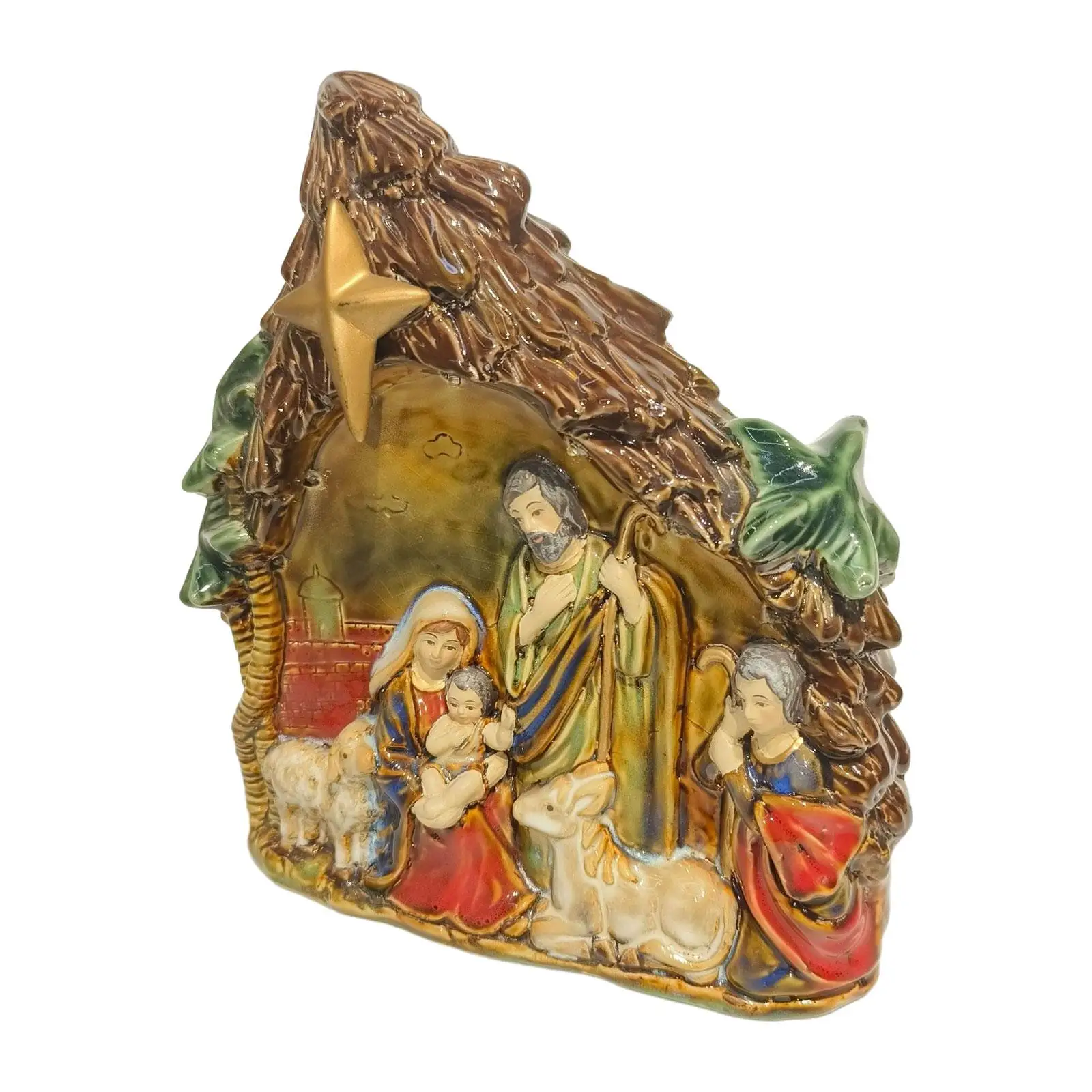 LED Lamp Holy Family Jesus Birth Nativity Figurines for Office Shelf Car