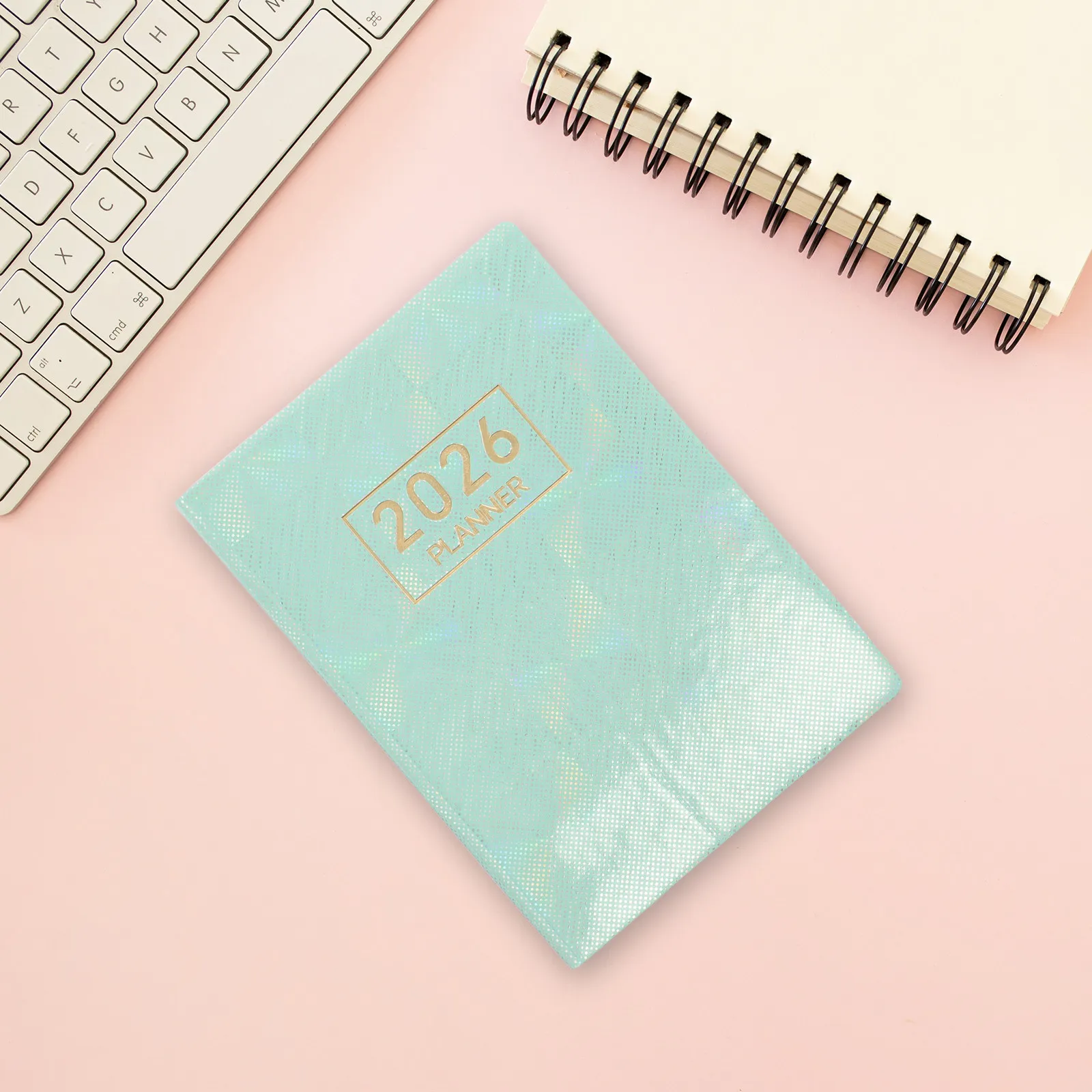 A7 2026 Compact Planner Mini English Notebook PU Cover Portable Pocket Daily Schedule Goal Setting for Students Business Users