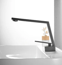 BAKALA-Robinet noir pour évier de centre commercial, eau froide et chaude, monté sur le pont, poignée unique, nouveau design