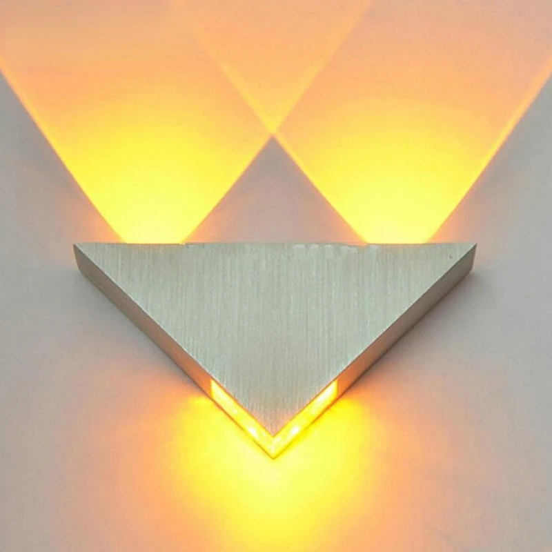 Modern Design Led Wall Lamp 3W 110V 220V Aluminum Body Triangle Wall Light for Bedroom Home Lighting Luminaire Wall Sconce