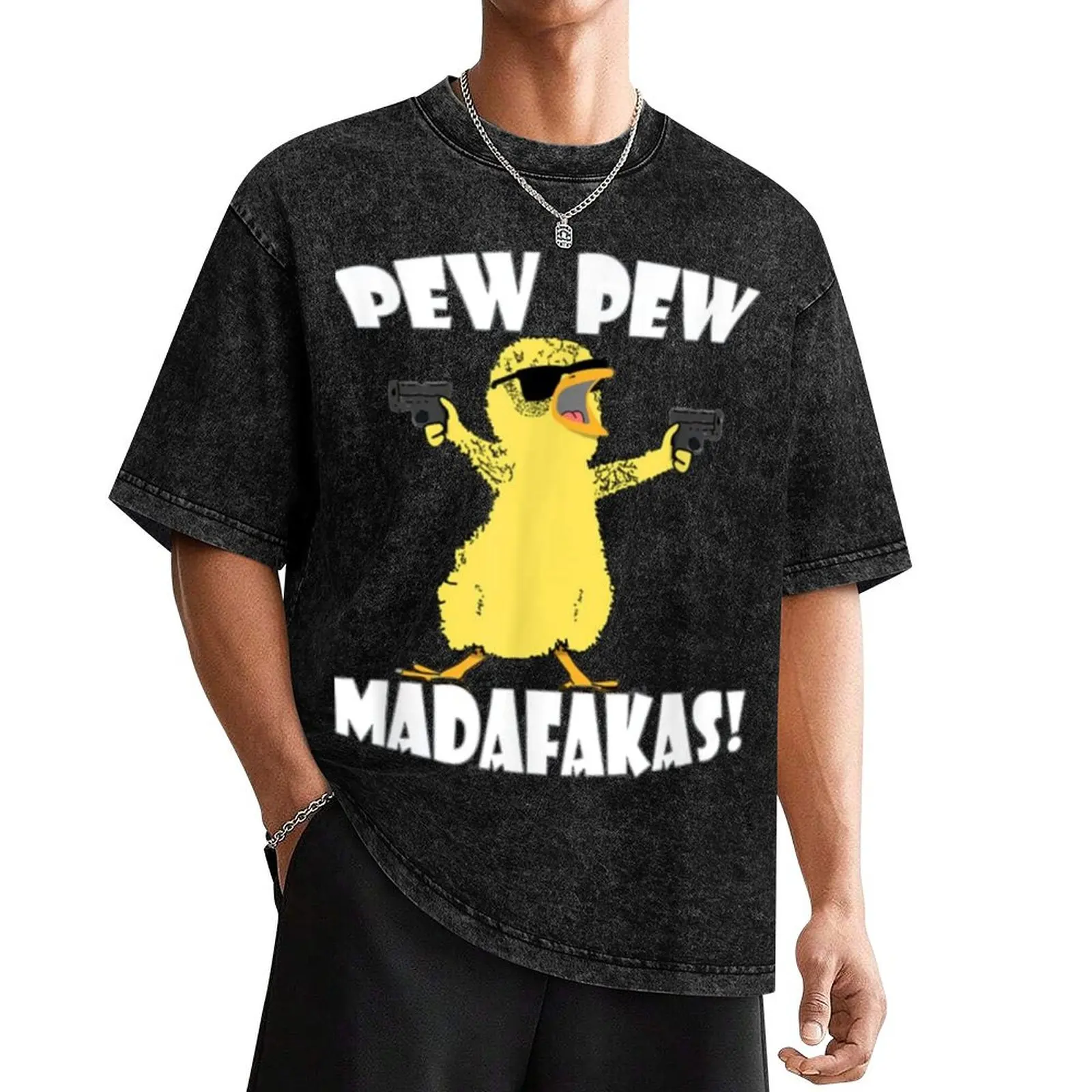 Pew Pew madafakas chicken gun T-Shirt man clothes oversized men tshirt