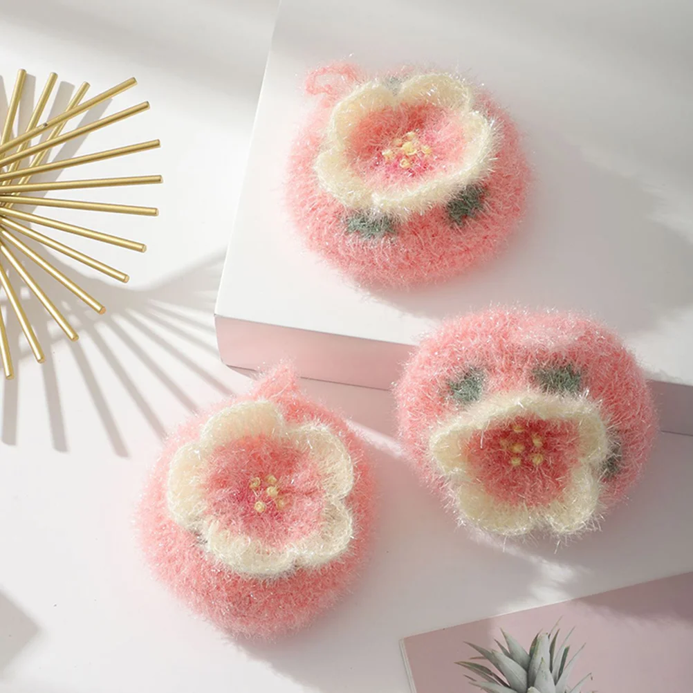 

Flower Dish Towel Washing Scrubber Acrylic Polyester Yarn Reusable Strong Kitchen Cleaning Tableware Scouring Bowls Plates Dry