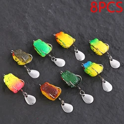Rana flotante swimbait con lentejuelas y anzuelos dobles para lucio