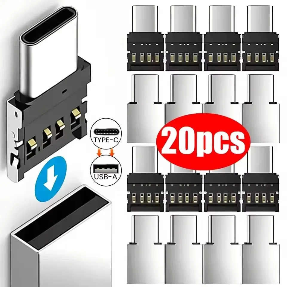 1-20Pcs Otg Micro USB Type C Adapter Usb-C Male to USB 2.0 Female Data Connector for MacBook Samsung Xiaomi Huawei Android Phone