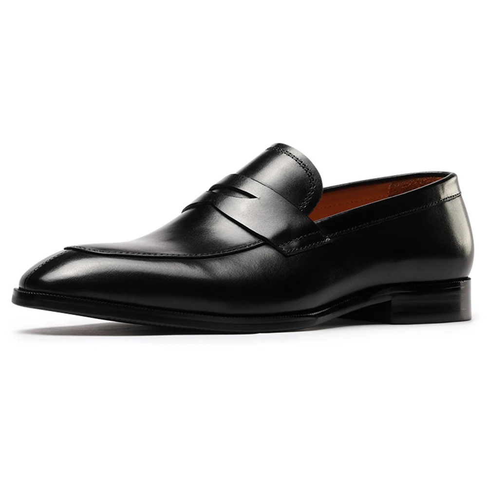 Mens Penny Loafers Elegant Wedding Party Full Grain Leather Casual Dress Shoes Brown Black Business Formal Shoes Moccasins