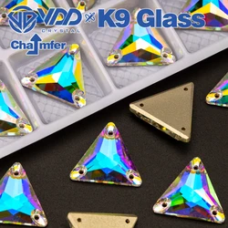 VDD Triangle AAAAA High Quality K9 Glass Sew On Rhinestones Sewing Crystals AB Flat Back Stones For Clothes Crafts Wedding Dress