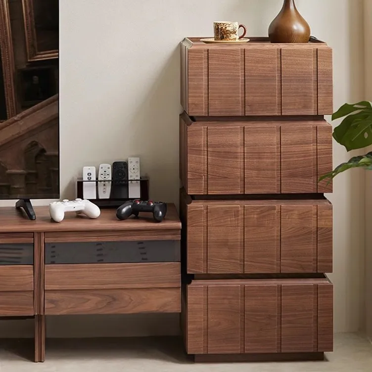

North American black walnut bedside table solid wood storage chest cabinet module combination storage cabinet living room