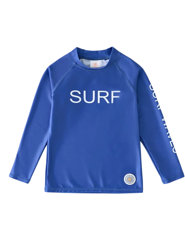 Camiseta para natação infantil upf50 proteção uv praia maiô criança menino menina manga longa maiô superior rash guard