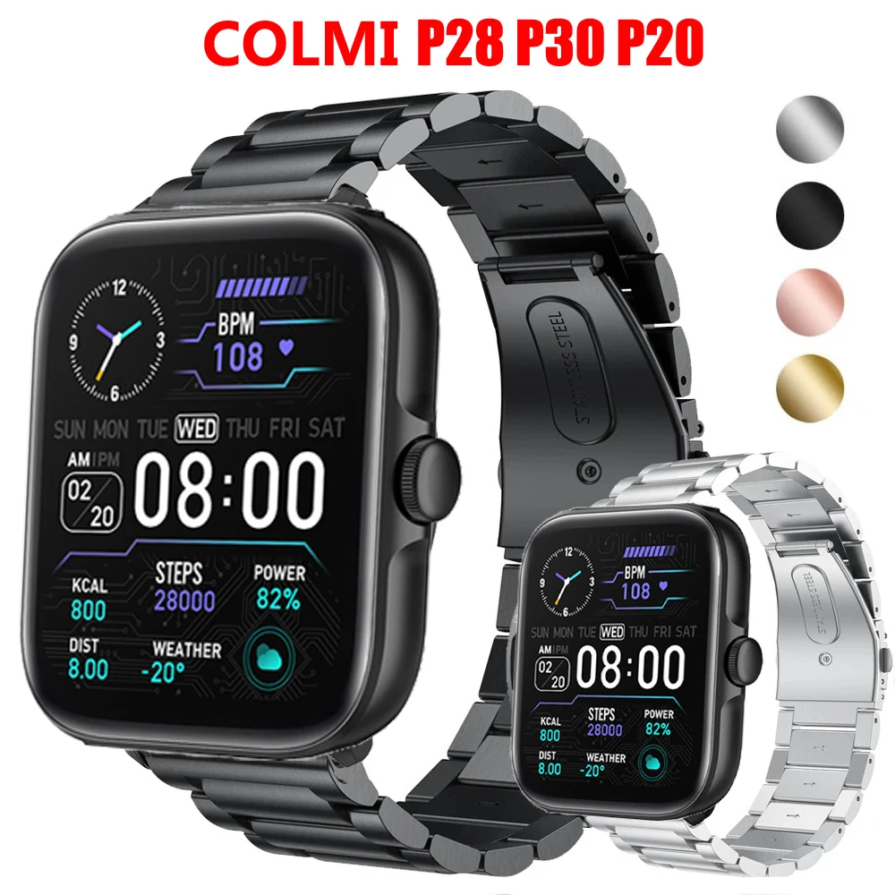 

20mm Watch Bracelet Strap for COLMI P28 Plus P20 P30 Smartwatch Stainless Steel Band for COLMI P20 Plus Metal Correa Wristband