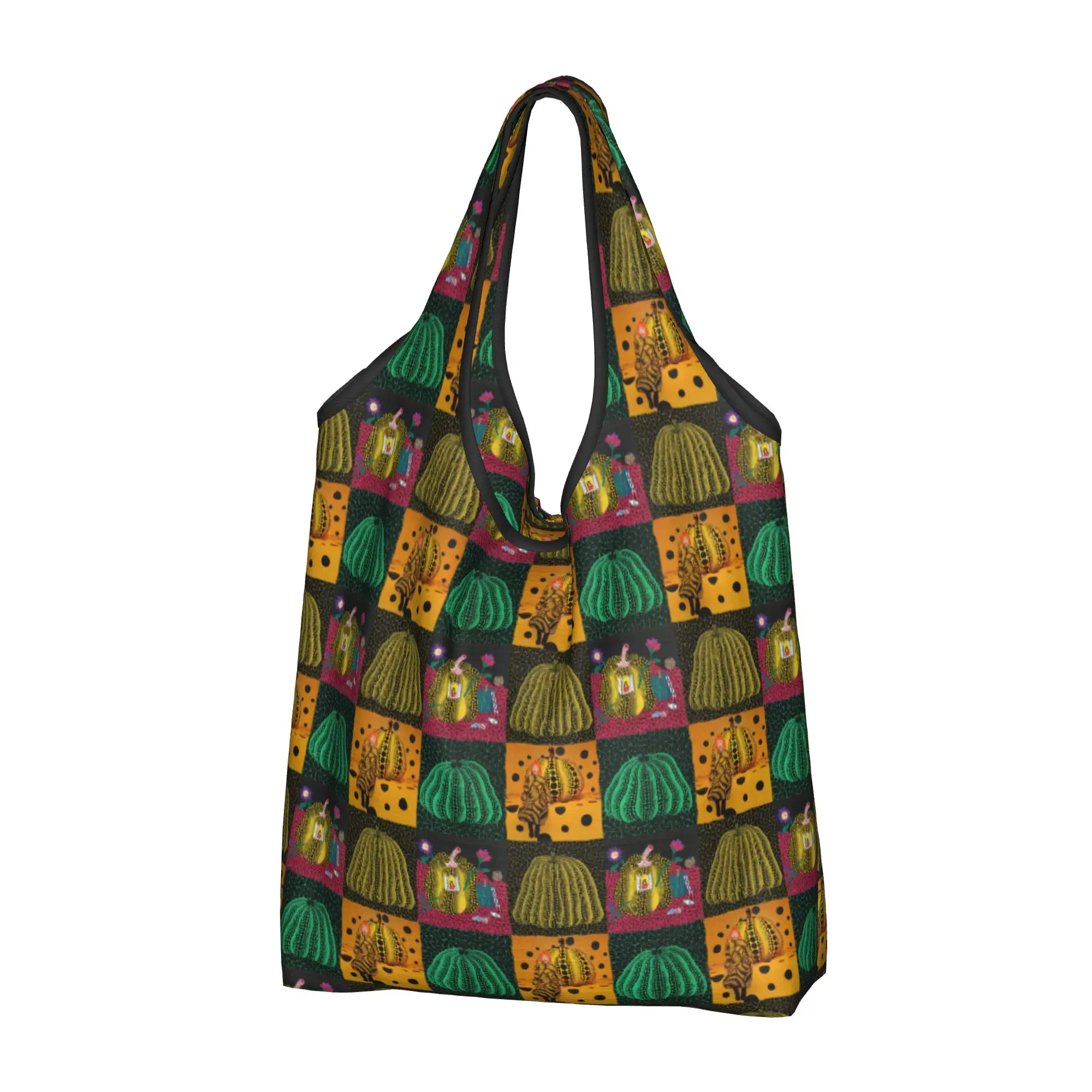 Yayoi Kusama Collage of  Pumpkin  Grocery Tote Shopping Bag Women Funny  Shoulder Shopper Bag Big Capacity Handbag