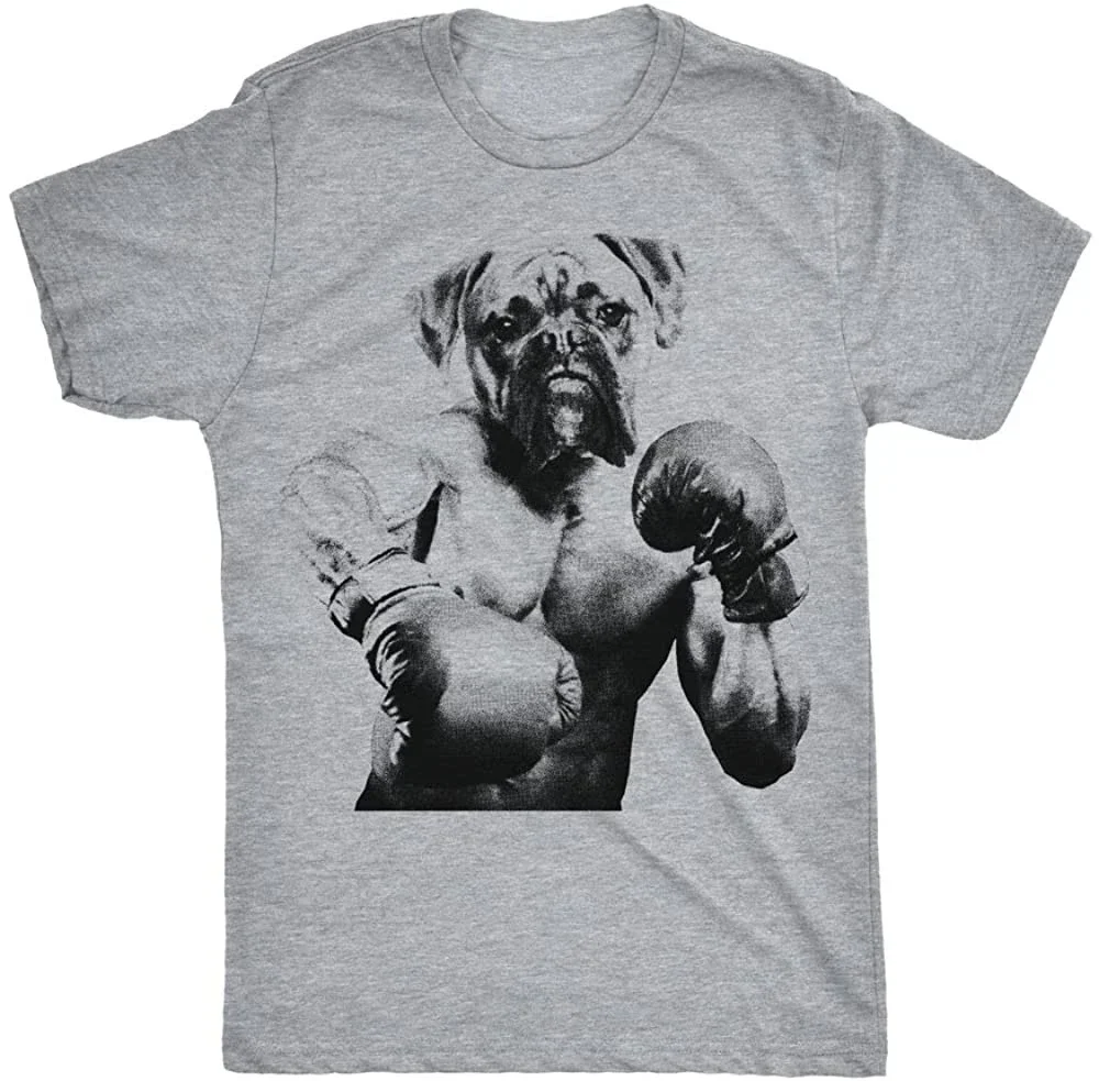 Mens Boxer Boxing Tshirt Funny Fitness Workout Puppy Dog Tee for Guys