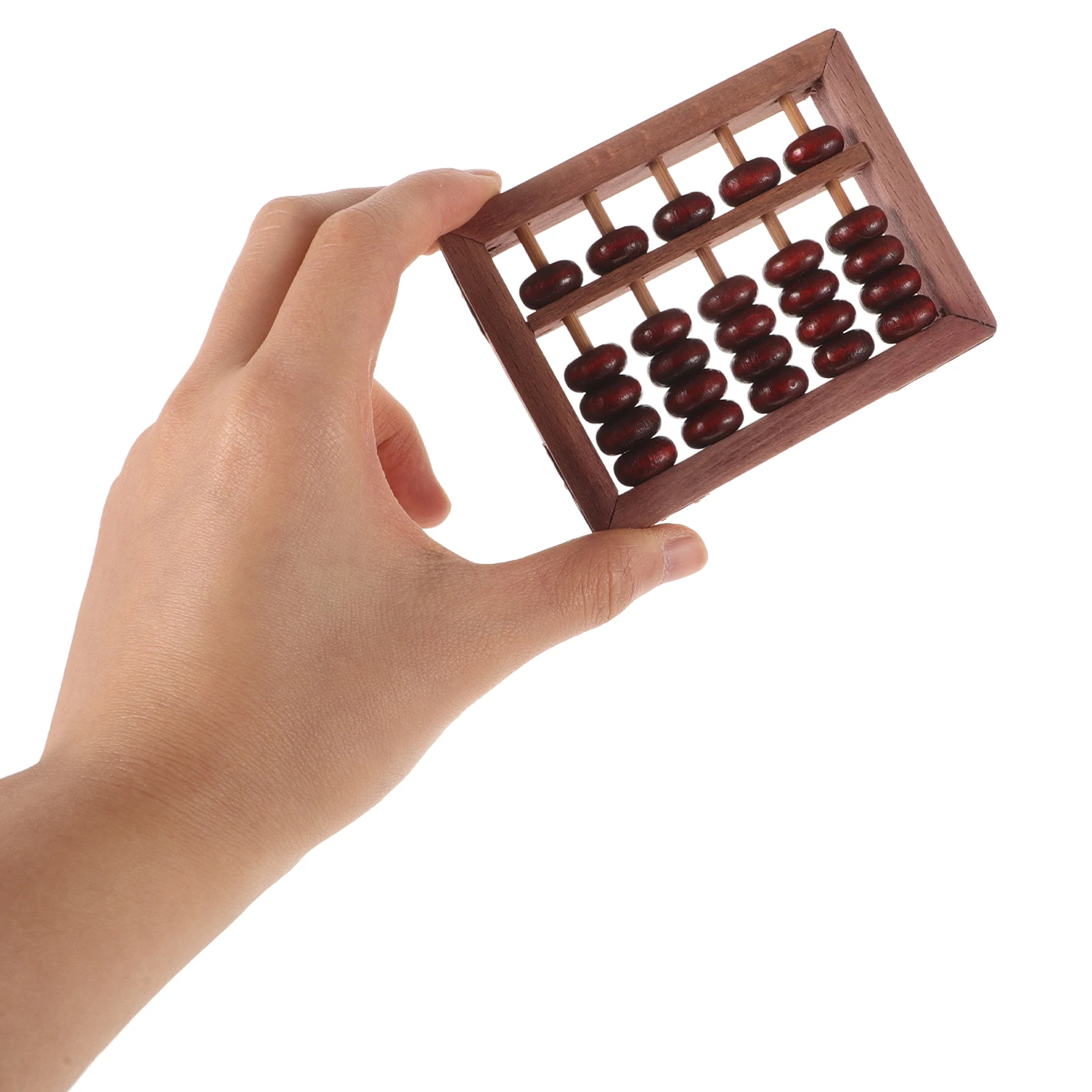 木製そろばんヴィンテージ 5 列赤いビーズブナ材数学おもちゃポータブル子供のギフト算術実用的な計算補助