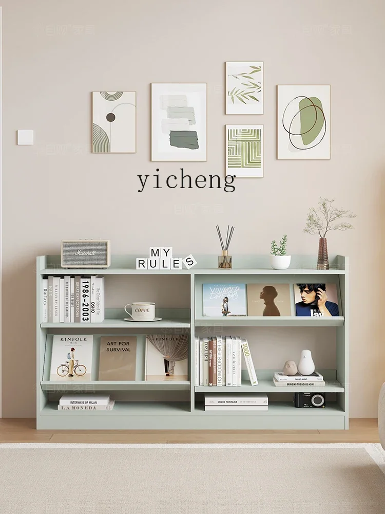 YY Retro Green Bookcase Magazine Cabinet American Living Room Bookshelf Hallway Sofa Side Cabinet