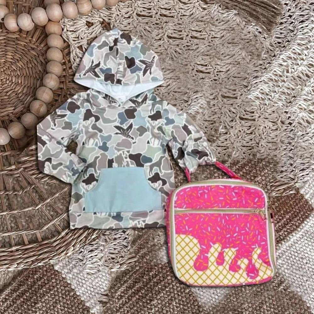 

z825-03 BT1268+BA0299 Wholesale Summer baby boy clothes Matching lunch box pocket hooded top Boutique kids clothes boys