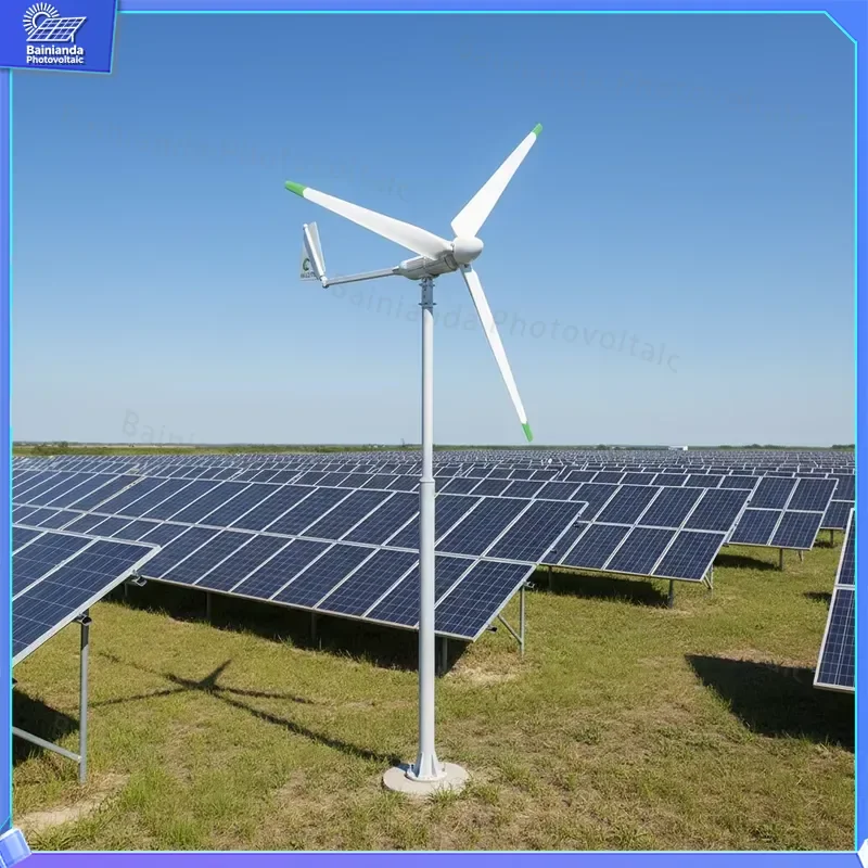 1.5KW Hybrid Wind Turbine Generator 3 Phase AC 24V 220V Home Solar Power System Kit with 3M Blades 6-15m Tower Off Grid