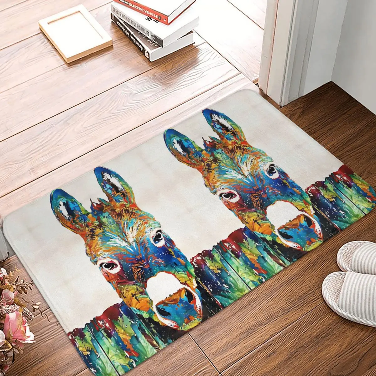 Colorful Donkey Art Mr Personality By Sharon Cummings Meme Y2K Non-Slip Carpet Doormat Living Room Bath Mat Welcome Rug