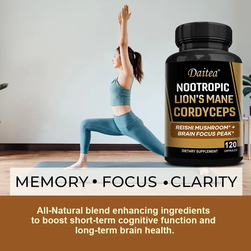 Nootropics Supplements - Lion\'s Mane Brain Core, Memory, Concentration, Mental Alertness, Cognition, High Strength