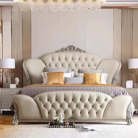 현대 프레임 더블 침대 장식 퀸 전체 킹 사이즈 머리판 더블 침대 조명 럭셔리 Letto Matrimoniale 침실 가구