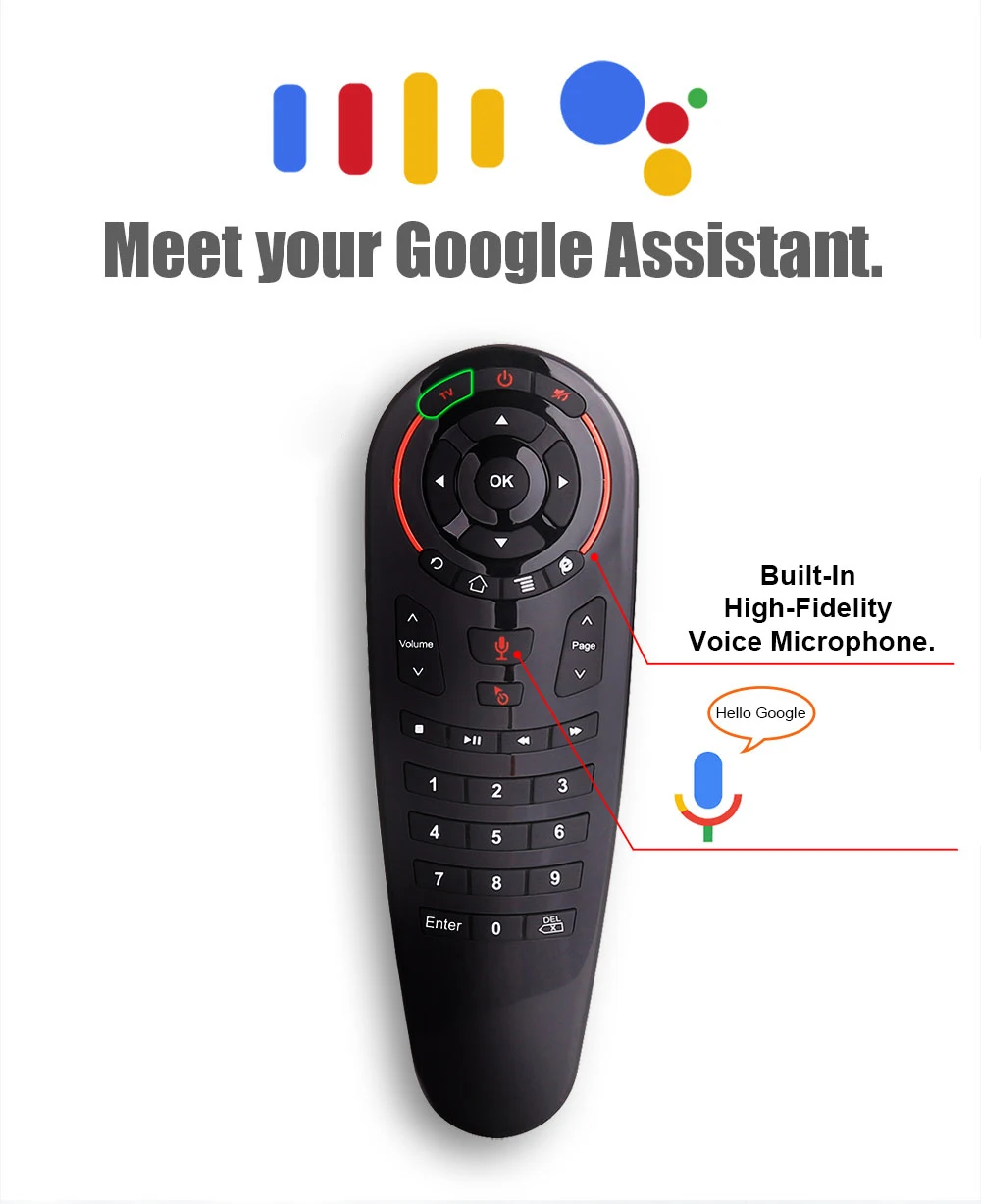 G30S 2.4G Wireless Google Voice Control Sensing Air Mouse, 6 Axis Gyroscope Sound Keyboard Controller for  Android TV Box