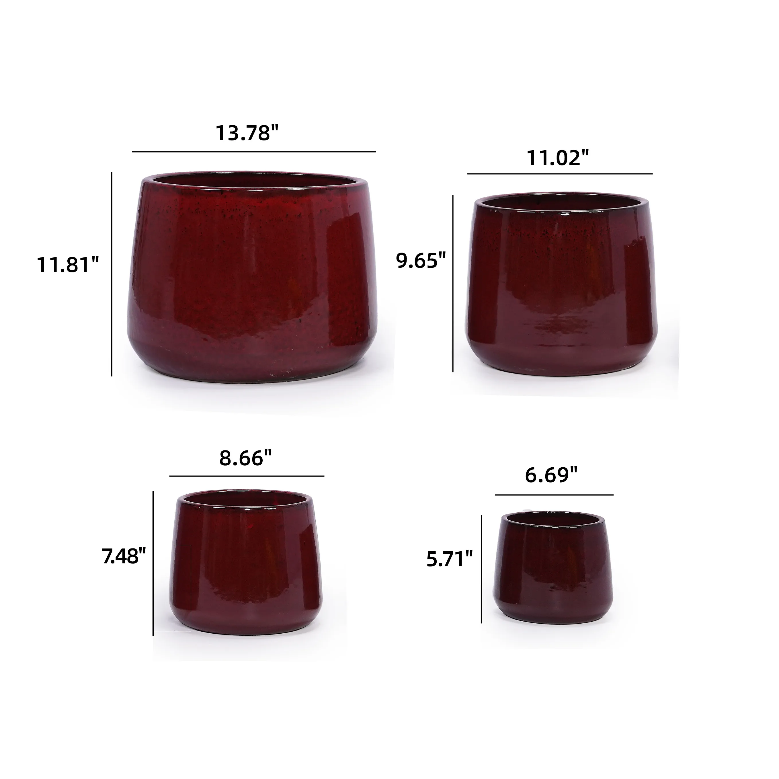

Ceramic Crafted Drainage Features Finish High Ideal Minimalist Planter Plants 4 Pieces Ceramic Planter Pot, Modern Indoor Outdoo