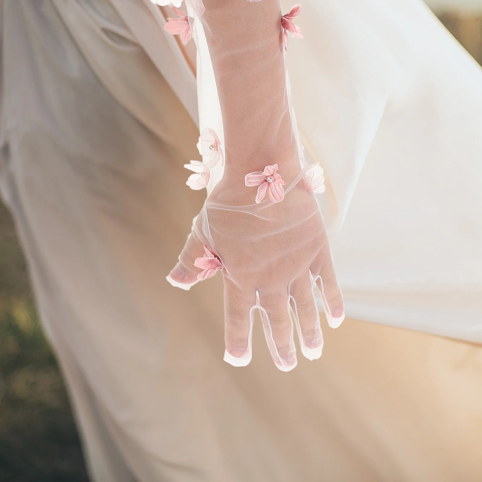 

Bridal Gloves for Tea Party Women Prom Lace Bride Accessories Banquet and Wedding Long Flower Elegant