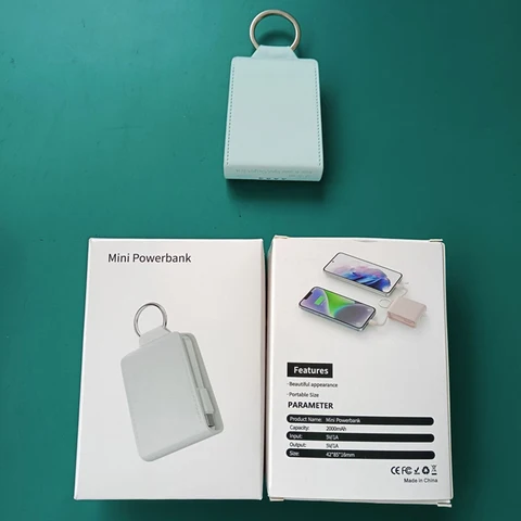 Мини-брелок Power Bank 2000 мАч Портативное зарядное устройство для iPhone 17 16 Samsung Xiaomi Huawei Powerbank Station Внешний аккумулятор
