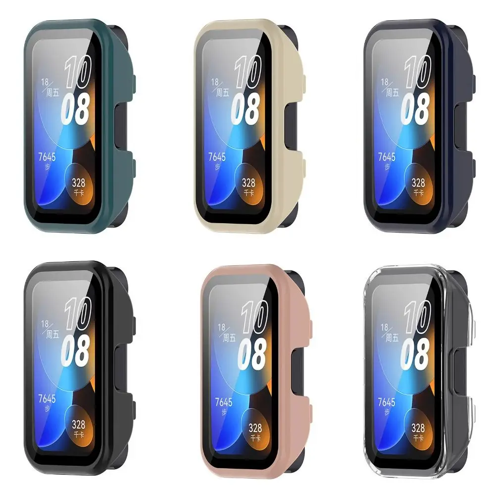 Casing kaca polikarbonat untuk Huawei Band 8 Film cangkang cakupan penuh untuk pelindung layar Huawei Band8 penutup casing Tempered